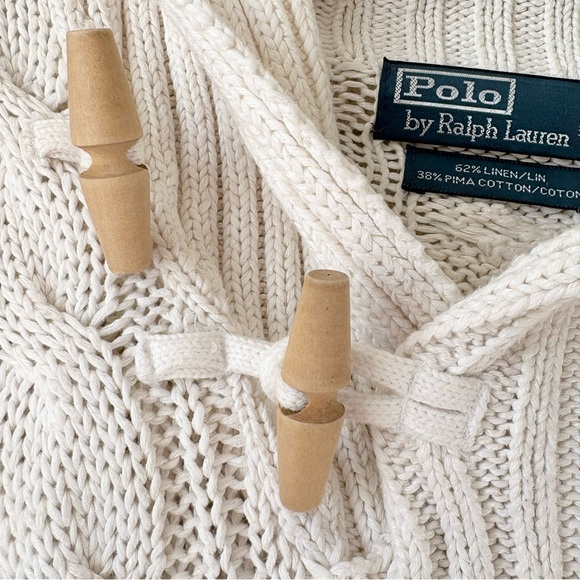 Polo Ralph Lauren White Linen Pima Cotton Cable Knit Sweater - Picture 5 of 6